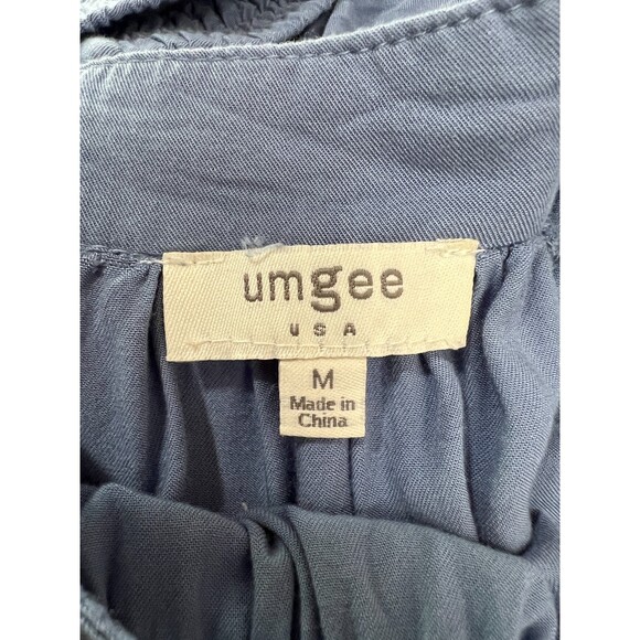 Umgee Blue Off Shoulder Embroidered Floral Ruffle Top - Women's M - Picture 4 of 9